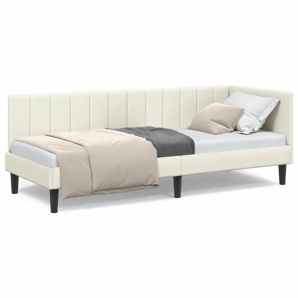 vidaXL Cornice del letto ad angolo Crema 80 x 200 cm Velluto