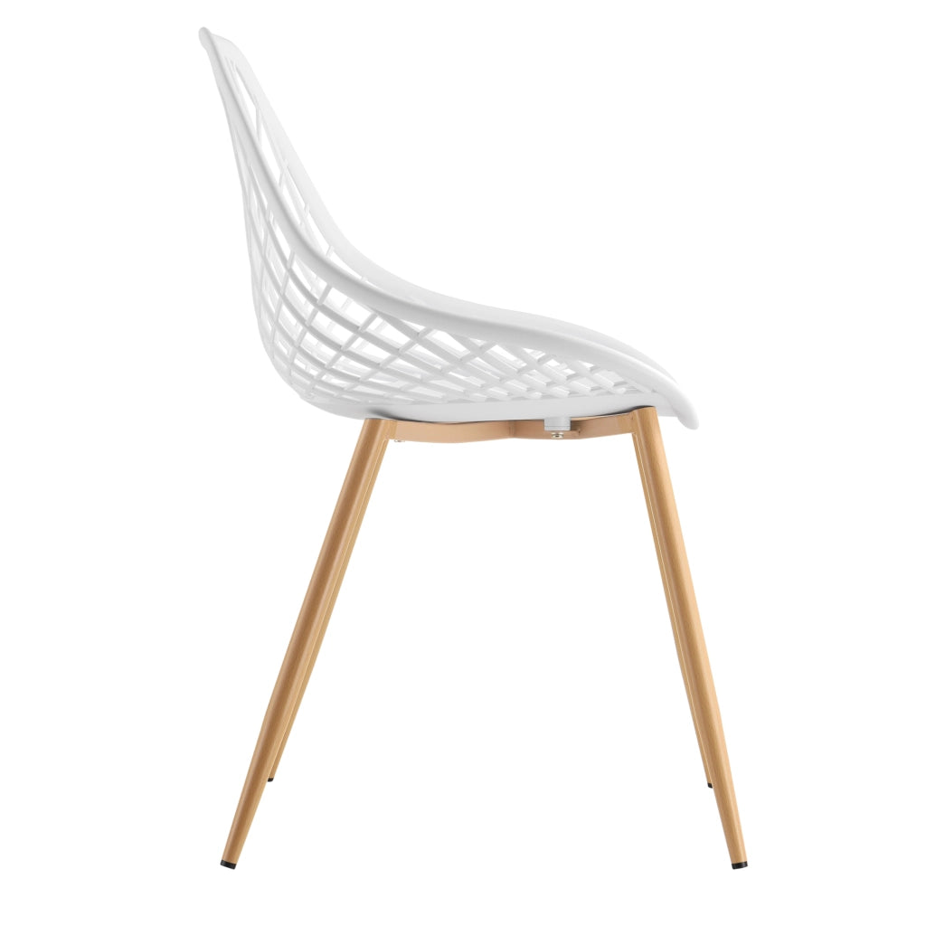 Set Warschau di 2 Sedie da Sala a Scocca Unica in Plastica - Bianco / Effetto Faggio [en.casa]