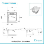 Mobile lavatoio 50x50 bianco con serranda vasca e asse lavapanni