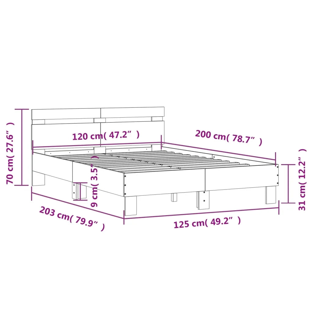 Giroletto Testiera Grigio Sonoma 120x200 cm Legno Multistrato 3207432