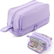Etui a 4 strati con grande capacità, un must-have per studenti e personale amministrativo, impermeabile, duraturo e portatile con manico, lavanda-ghiaccio.