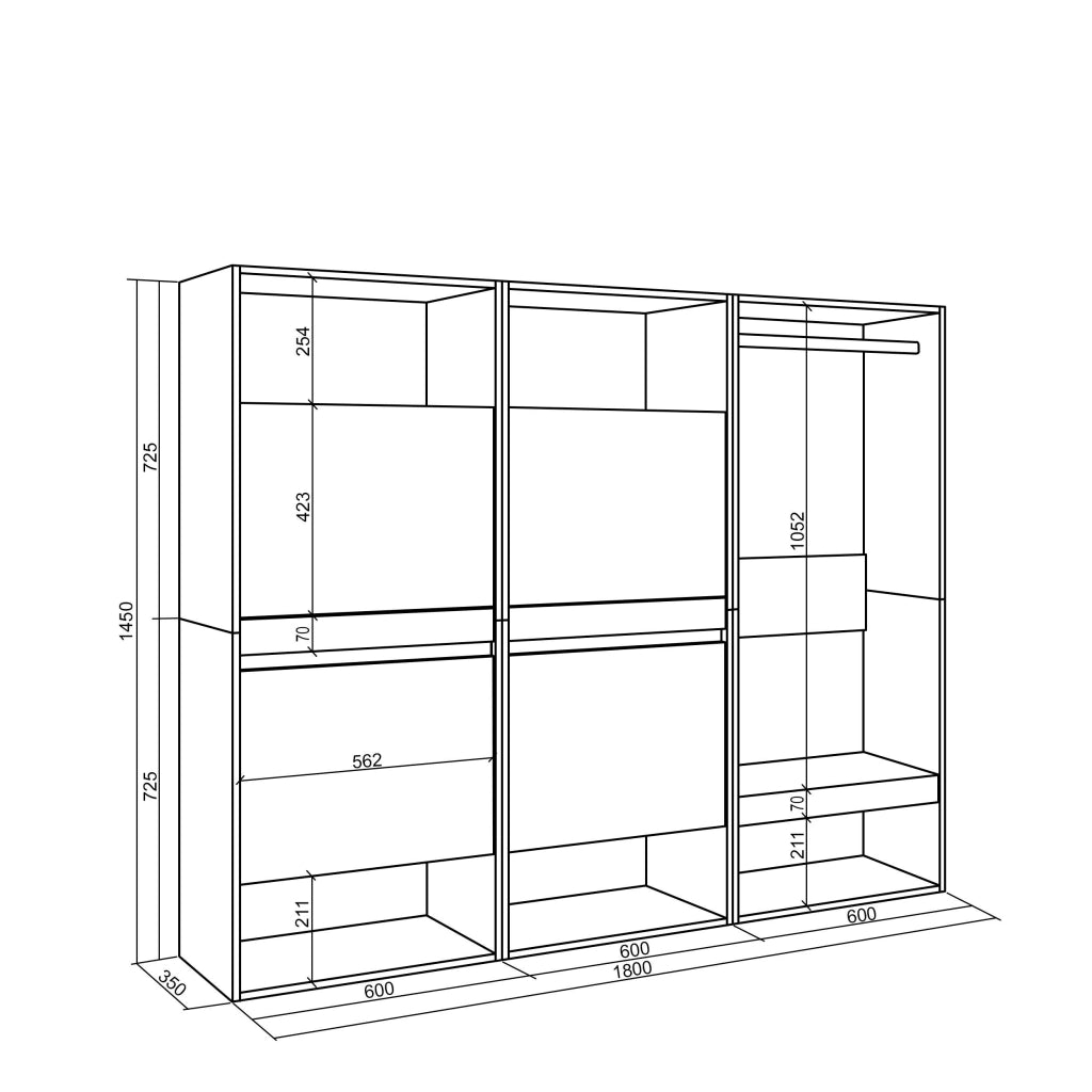 Scarpiera, 180x35x145cm, Camera da letto, Armadio Aperto, grigio cemento RF3525