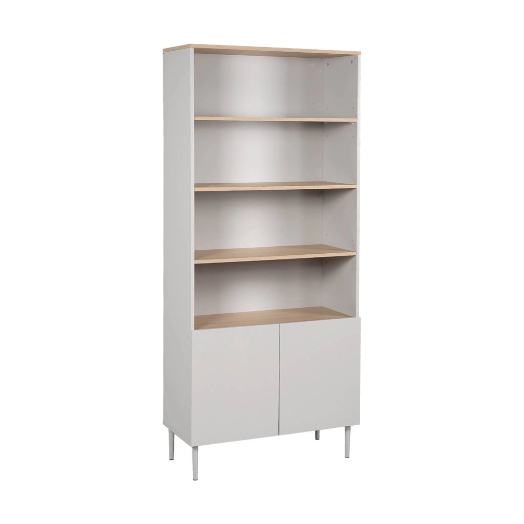 Libreria in metallo e decorazione in legno a 6 livelli, beige