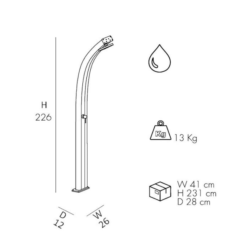 Doccia Tradizionale In Alluminio Spring Con Miscelatore E Lavapiedi Colore Rossa  Cv-A105/3027