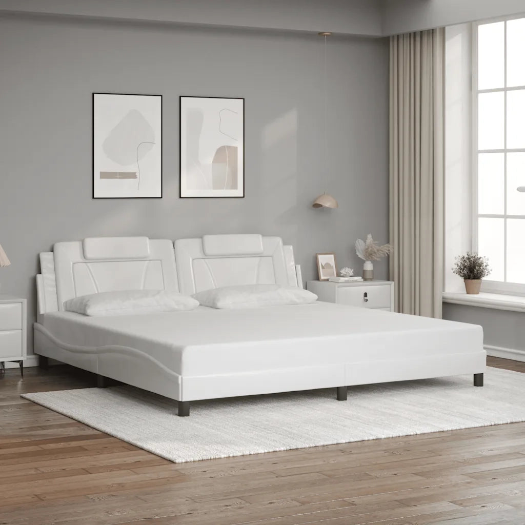 Giroletto Viana senza Materasso Bianco 200x200 cm in Similpelle 3208118