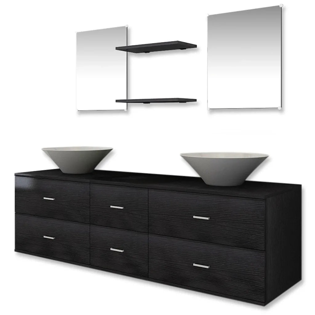 Mobili da Bagno con Lavabo Set 7 pz Nero 272231