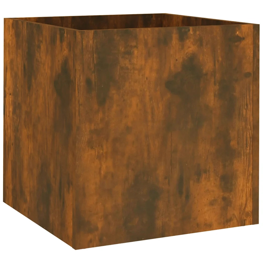 Fioriera | Cassetta per fiori | Vaso Rovere Fumo 40x40x40 cm in Legno Multistrato