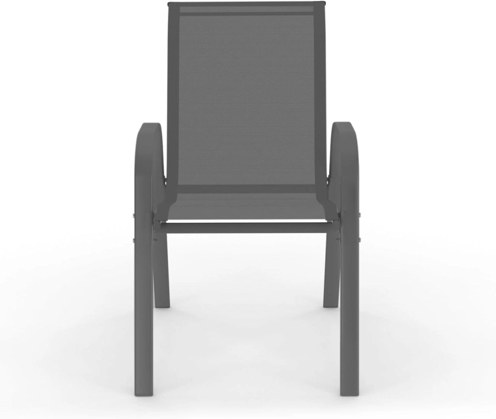 Set di 6 sedie da giardino impilabili LYMA in metallo e textilene di colore grigio-nero e terracotta