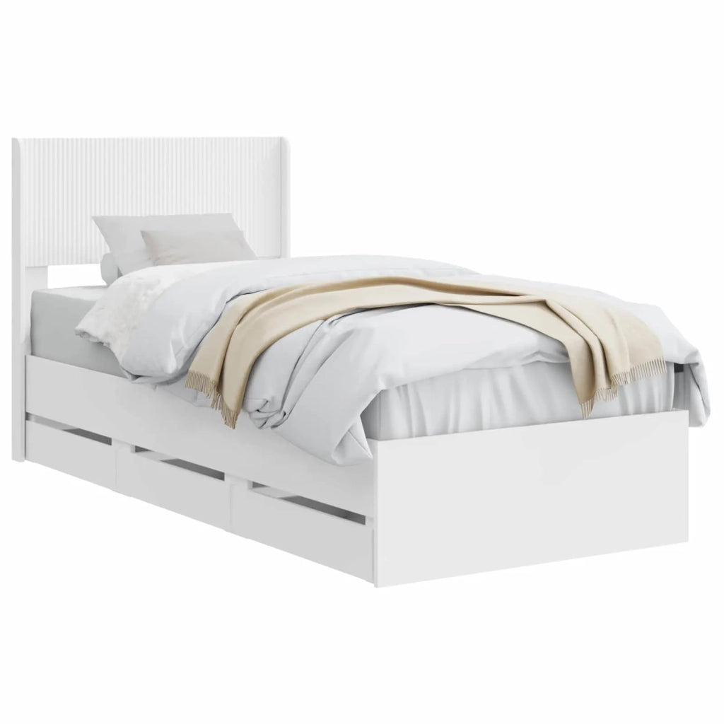 Struttura del letto con stoccaggio e testata Bianco 90 x 190 cm 3414341