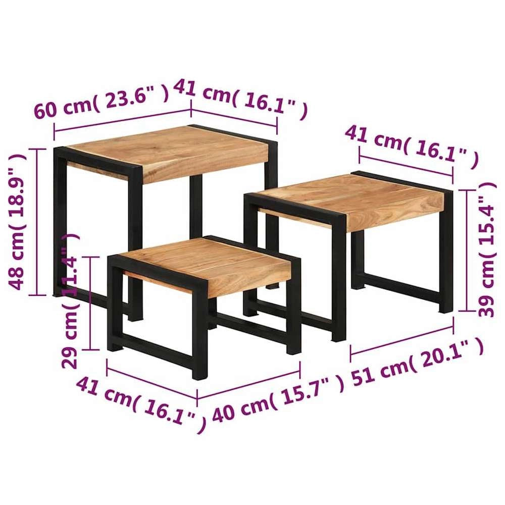 Nesting Tables, 3 Pieces, Solid Wood