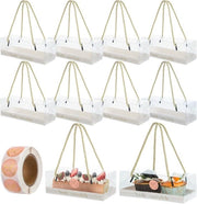 Scatola trasparente per cupcake da 10 pezzi - Inclusa 500 fogli di adesivi - Per cupcakes, macarons, biscotti
