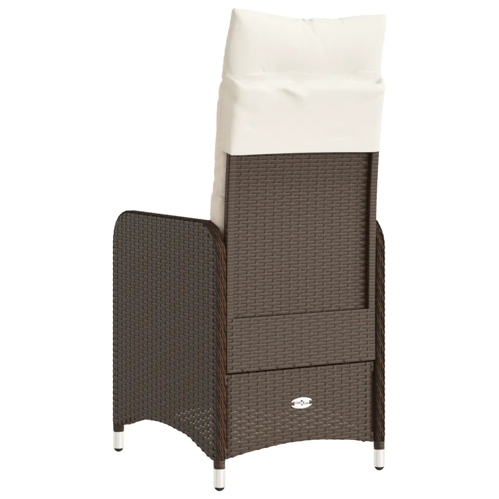 Sedia Reclinabile da Giardino | Sedie da Esterno con Cuscini Marrone in Polyrattan
