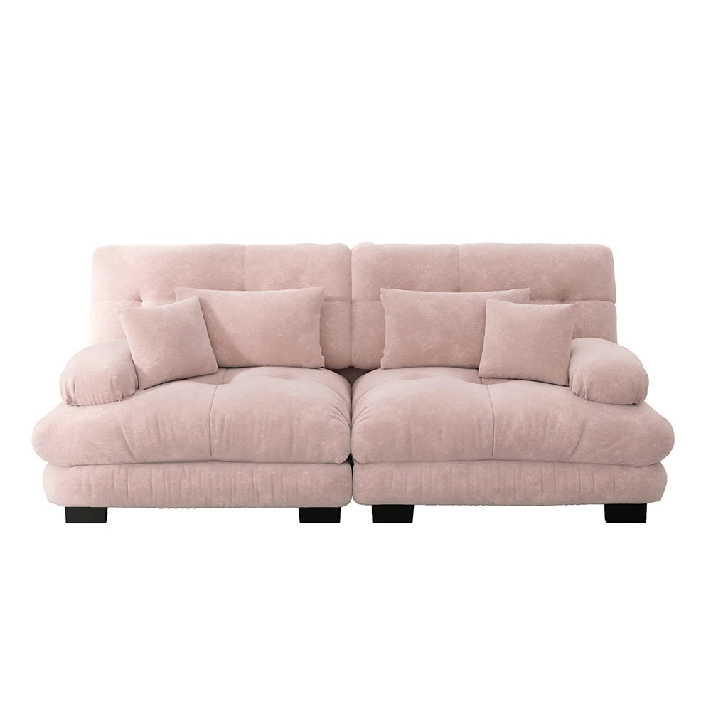 Divano angolare Cloud - Xylo - 2 posti in chenille con struttura in legno massello, rosa