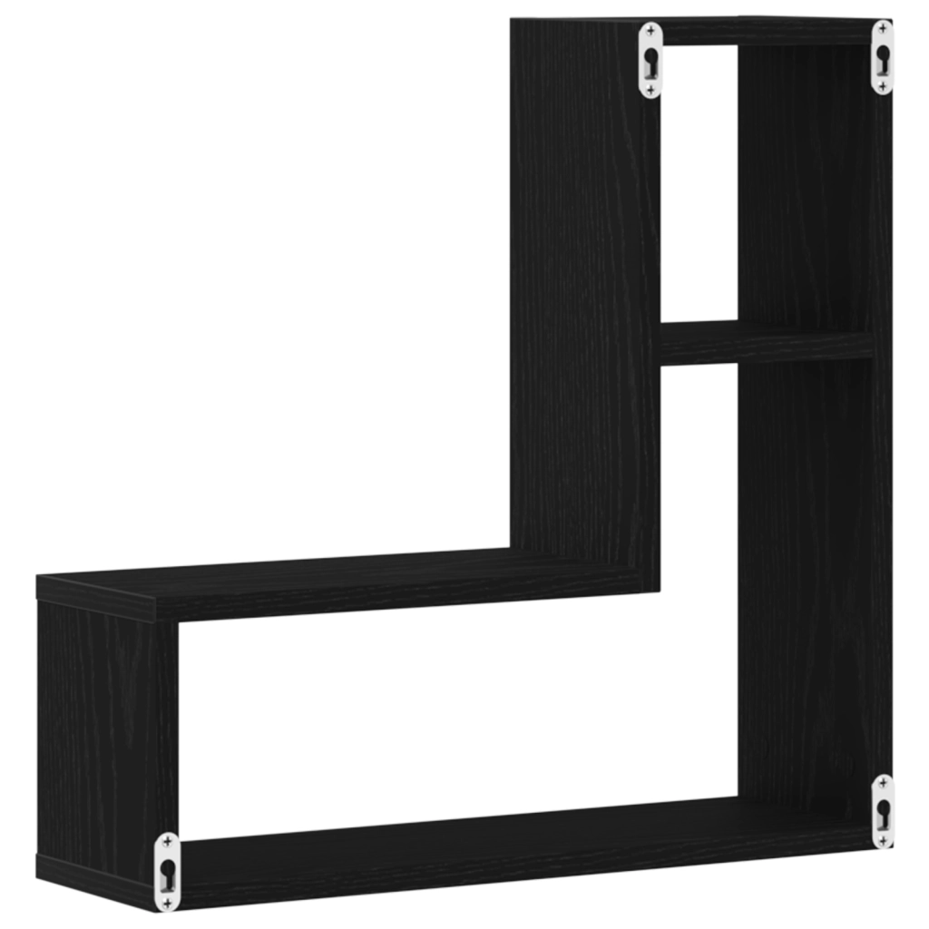 Ripiani da parete , 2 pezzi, Nero Rovere, 50x15x85 cm, Legno ingegnerizzato