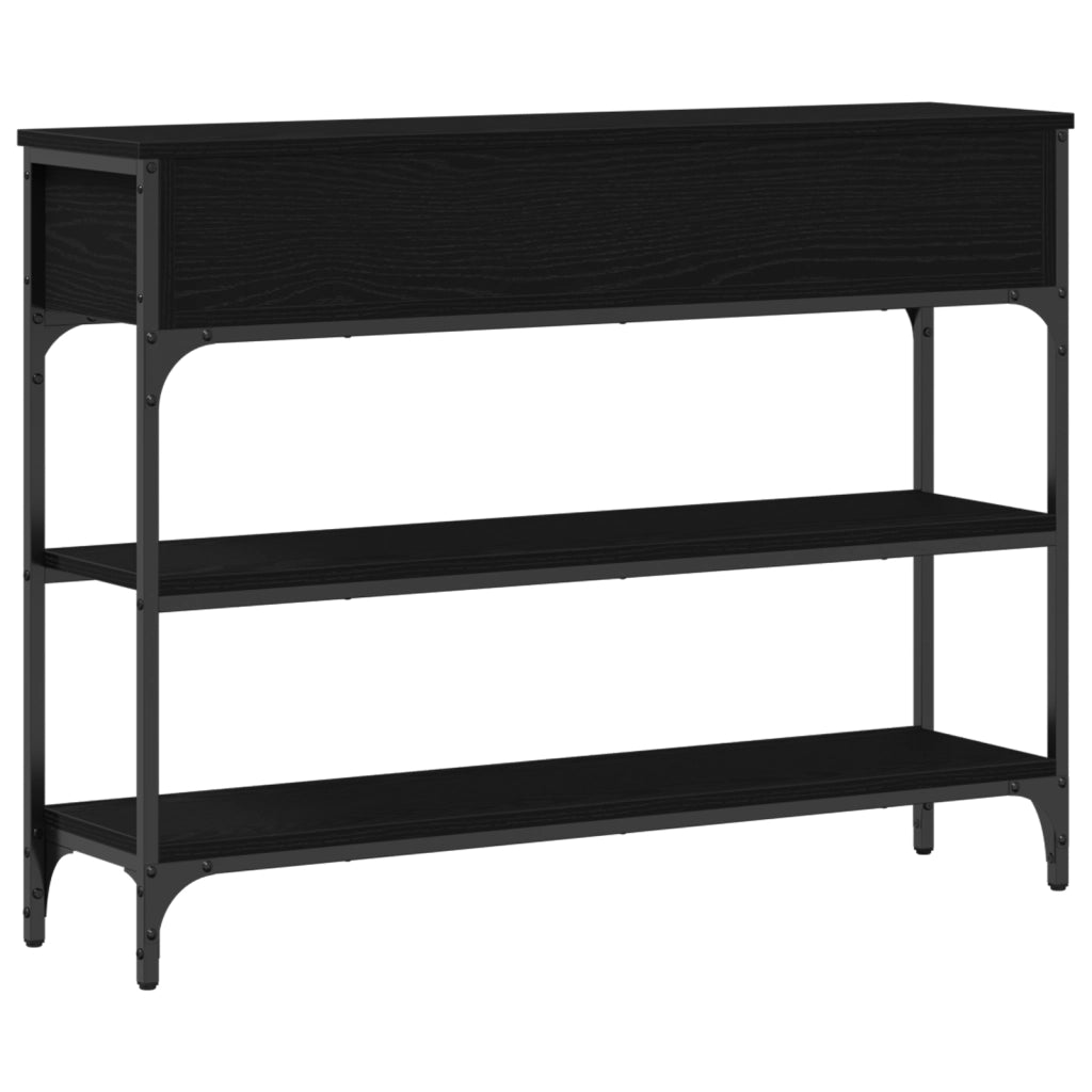 Tavolino Nero Rovere 100x25x75 cm Legno ingegnerizzato e Acciaio