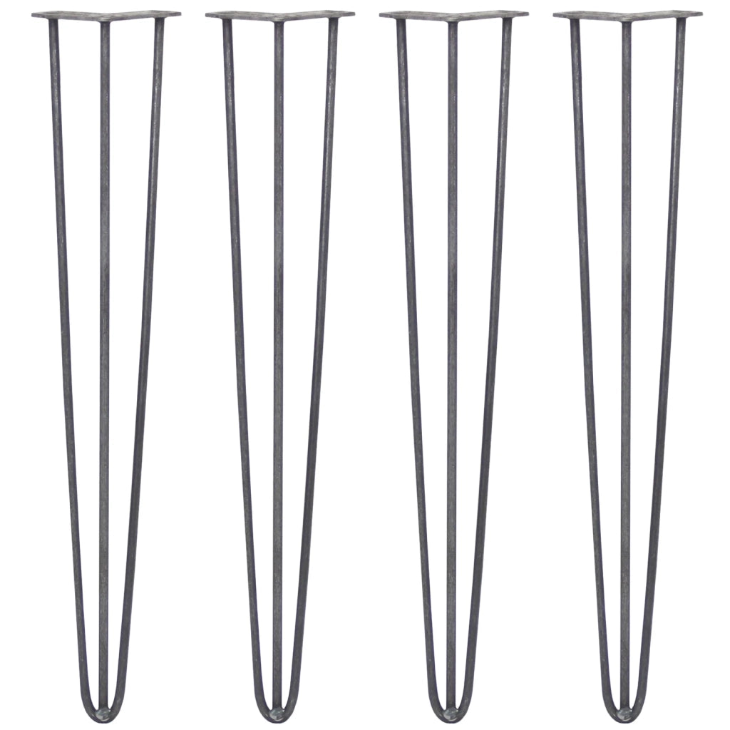 4 Gambe per Tavolo a Forcina SkiSki Legs 71cm Acciaio Naturale 3 Rebbi 10mm