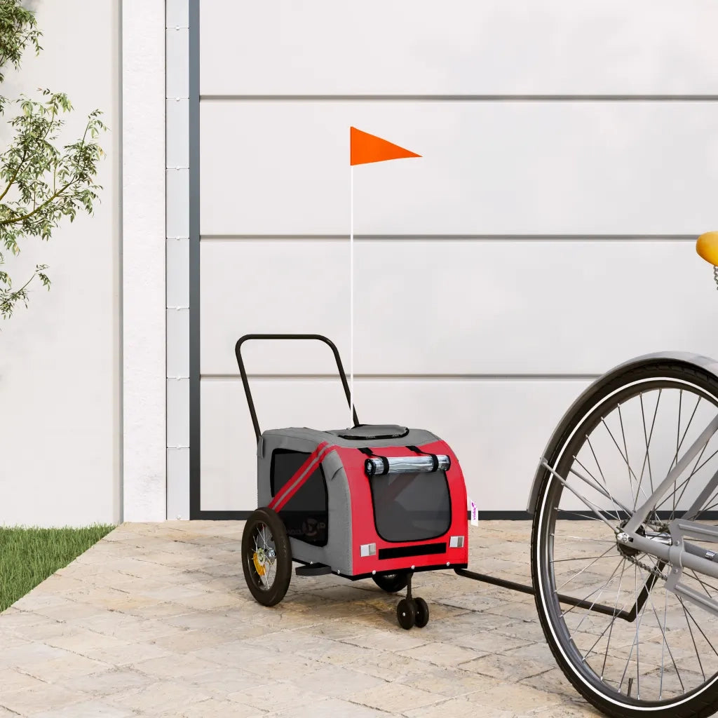 Rimorchio da Bici per Animali Rosso e Nero Oxford e Ferro CFW4781755