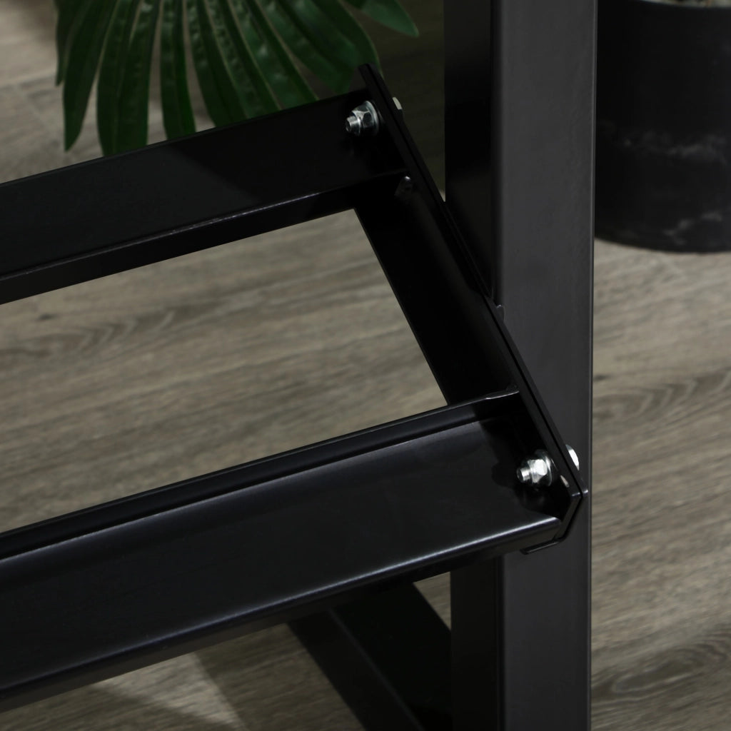 Easycomfort Porta Pesi con 2 Ripiani in Acciaio per Palestra, Casa e Ufficio, 94x52.5x82cm, Nero