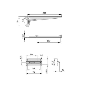 Kit per Fissaggio Mensole 230 mm in Acciaio Emuca Bianco