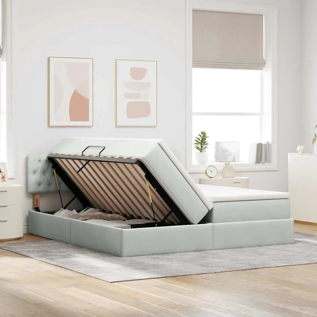 Letto con testiera Grigio chiaro 180 x 200 cm Velluto