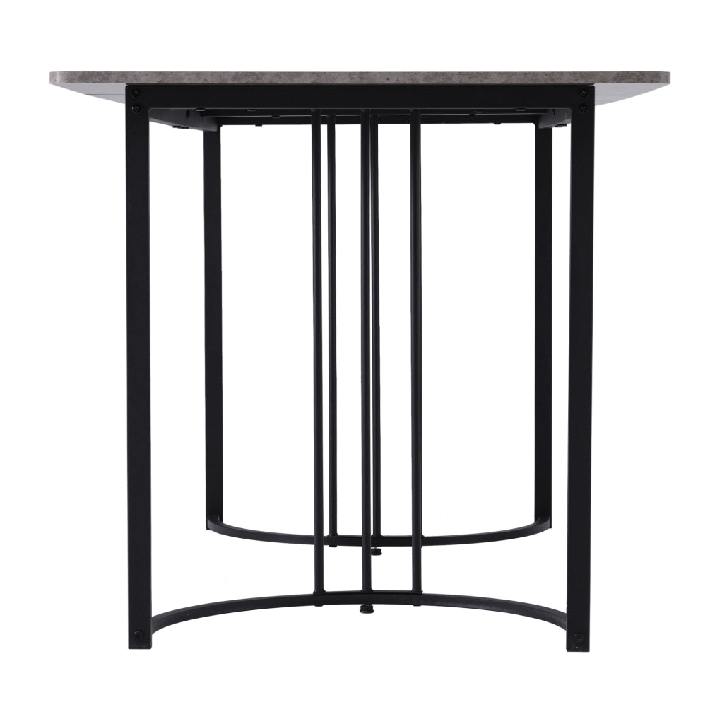 Tavolo da pranzo 140x80x75 cm con motivo marmo e piedini regolabili; MDF e metallo; grigio