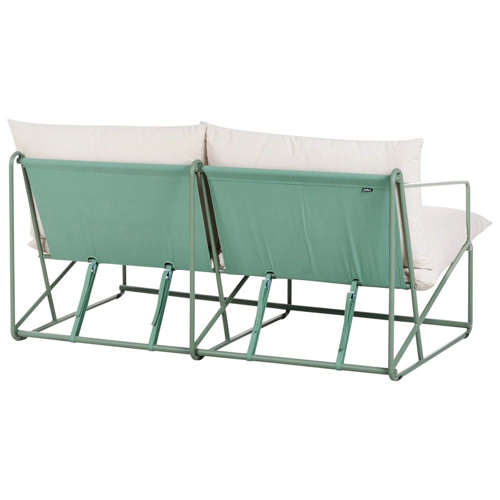 Divano basso oversize in metallo con cuscini schienale e seduta Arredamento da interno ed esterno Giardino verde stile moderno e rustico