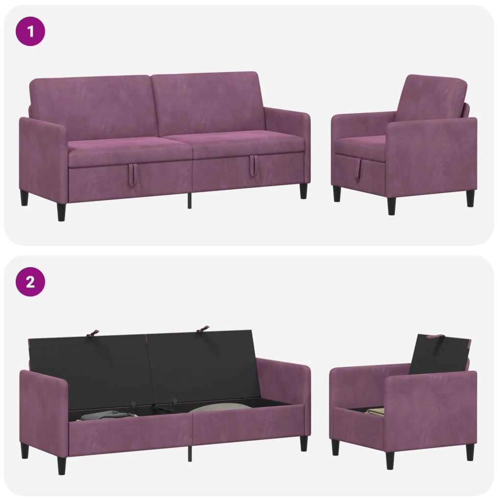 Set di Divani con Storage 2 pz Viola Poliestere 3429259