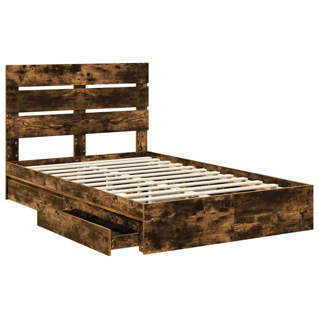 Letto con Contenitore con testiera Rovere fumé 120 x 190 cm 3411916
