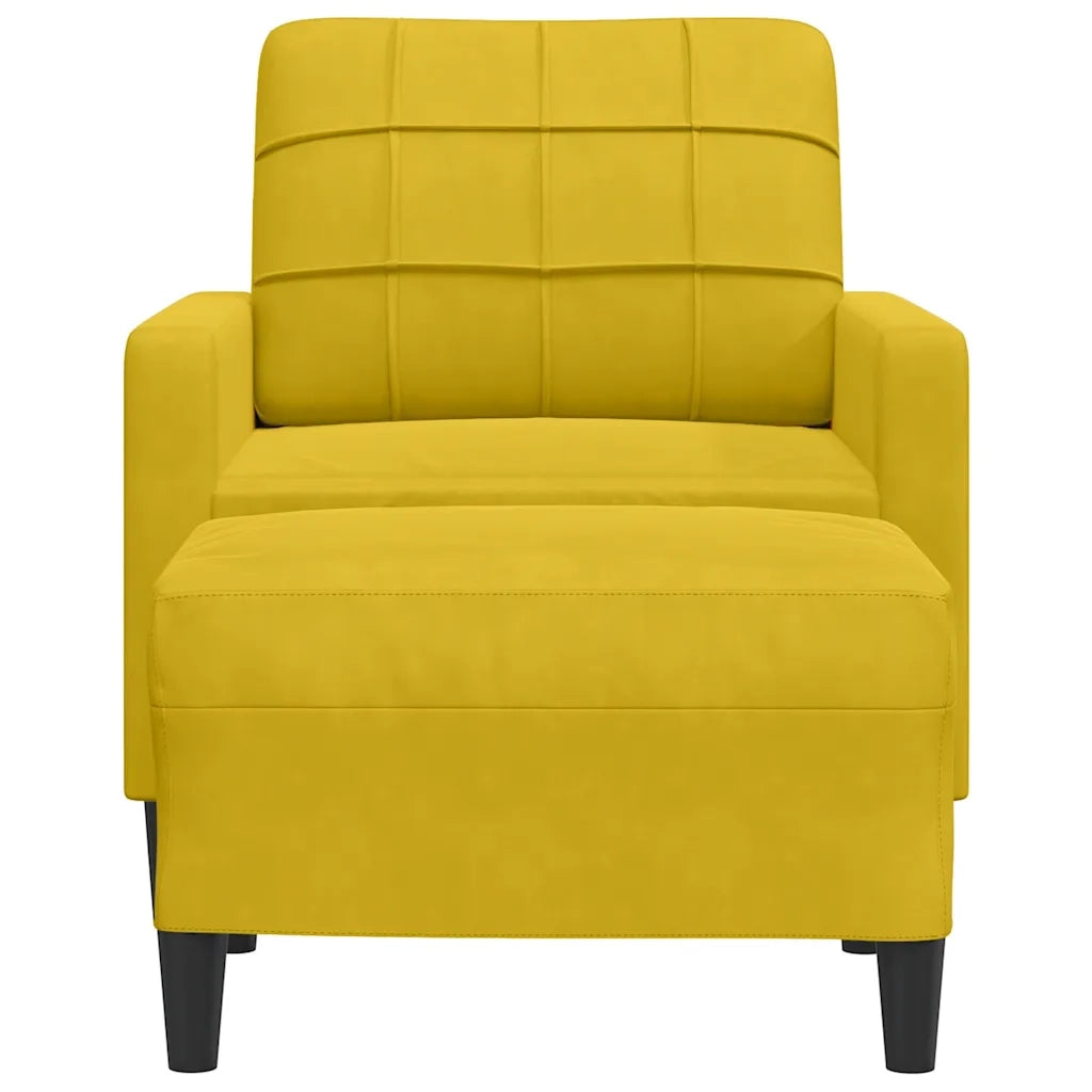 Poltrona con Poggiapiedi Giallo 60 cm in Velluto
