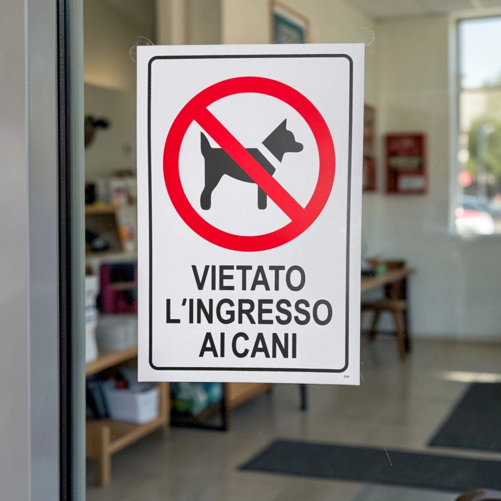 Cartello Vietato Ingresso ai Cani 30x20 cm con Adesivi Posteriori 61906