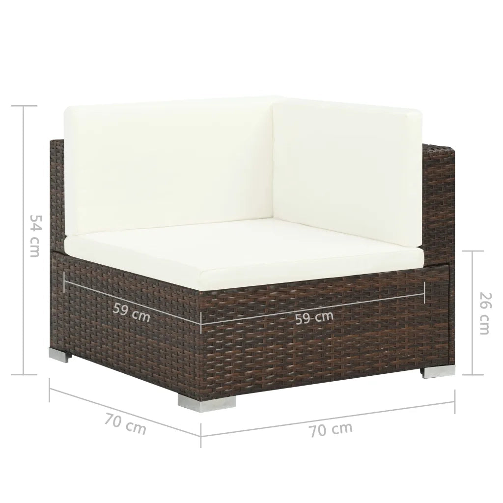Set Divani da Giardino 8 pz con Cuscini in Polyrattan Marrone 44609