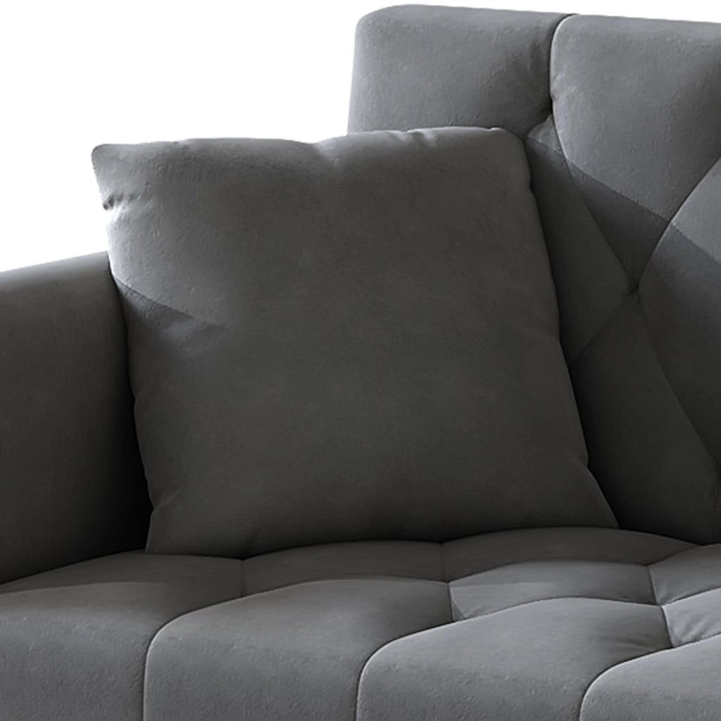 Divano Letto 2 Posti con Schienale Regolabile e Portabicchiere in Velluto Grigio 175 × 80 × 73,5 cm