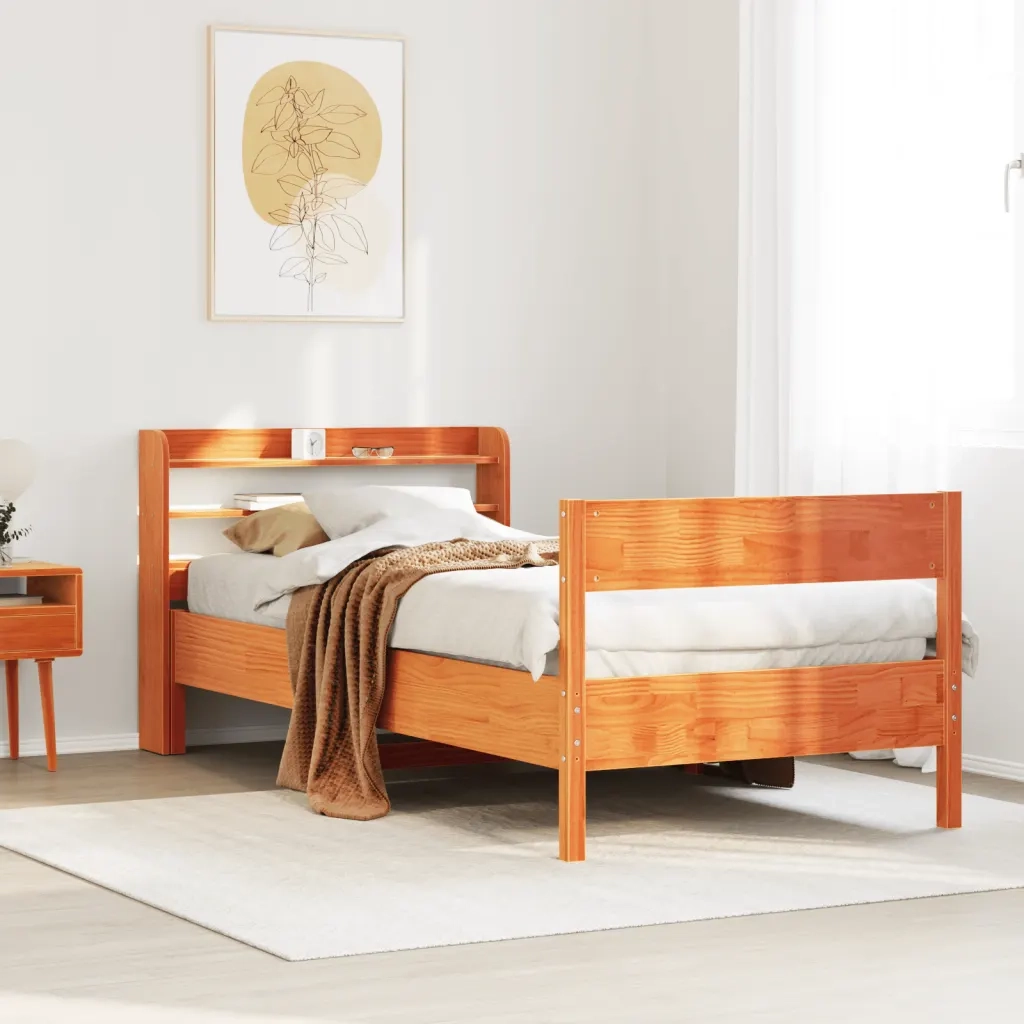 Letto singolo | Letto per adulti | Letto senza Materasso Marrone Cera 75x190 cm in Legno di Pino