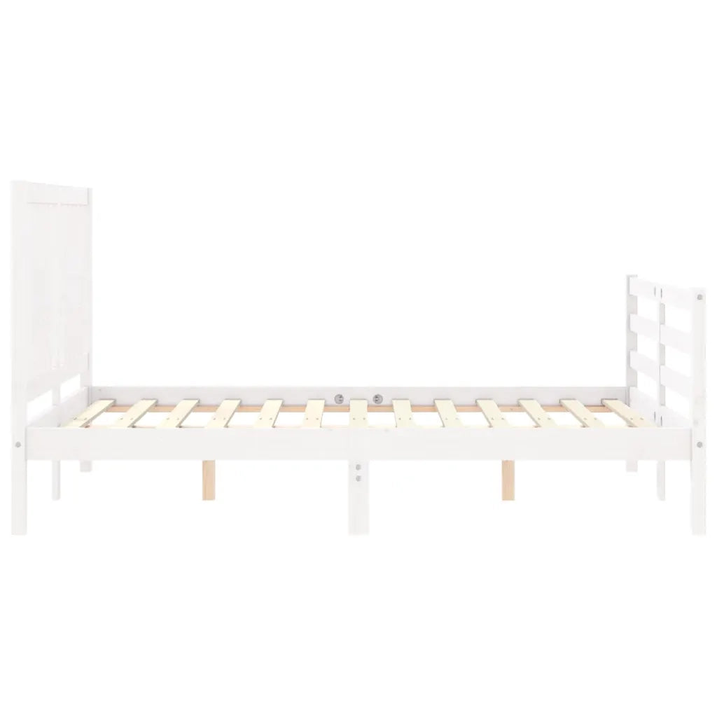 Giroletto con Testiera-Struttura Letto con testiera Bianco Small Double Legno Massello 497919