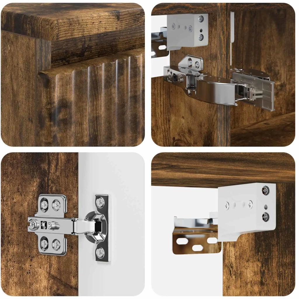 Set di mobili per il bagno 4 pz Rovere Fumo 3407435