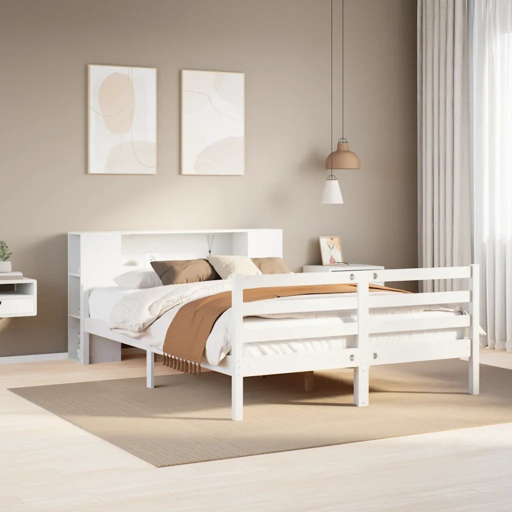 Letto Libreria senza Materasso Bianco 135x190 cm Legno di Pino 3322198