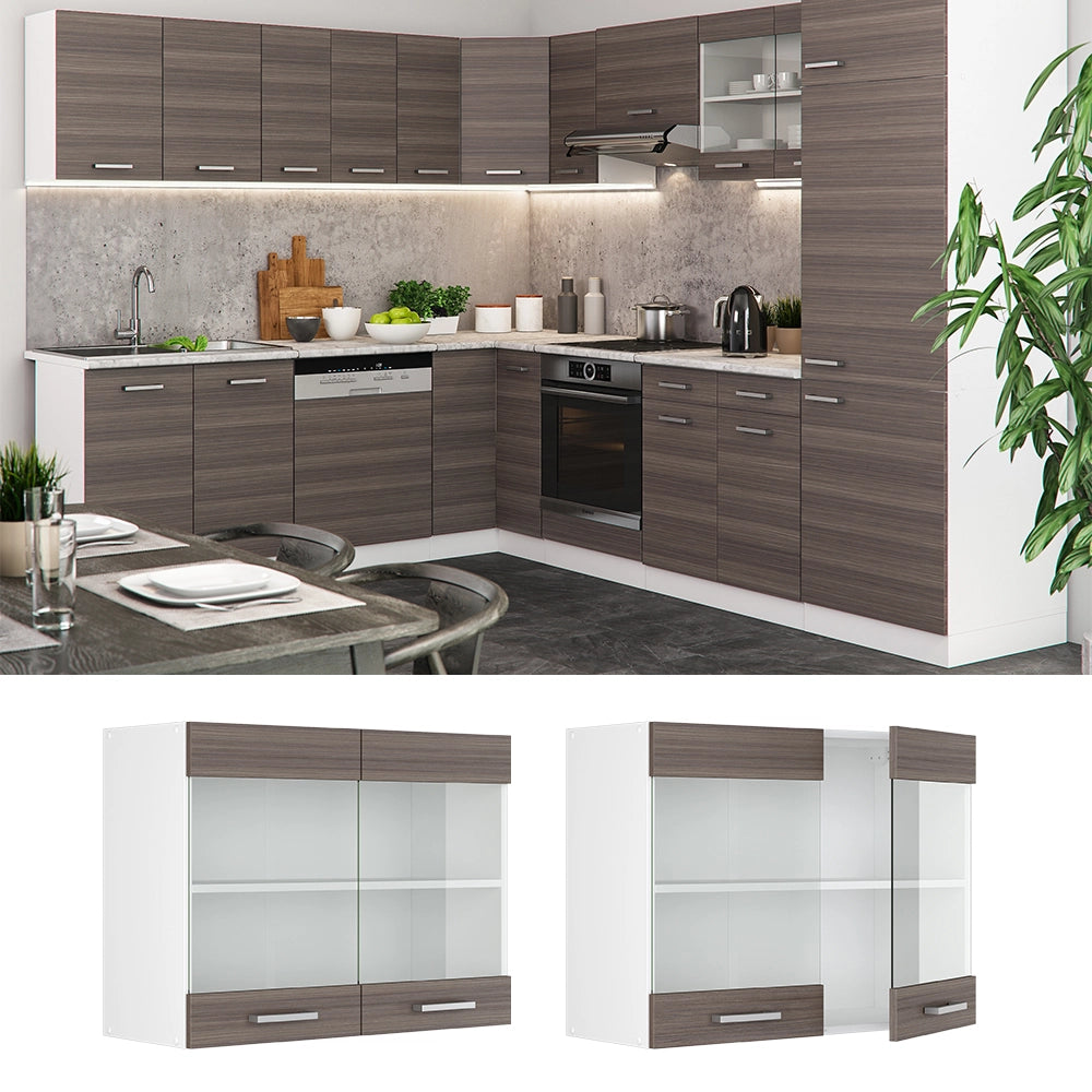 Vicco Mobile da cucina in vetro Grigio 80 cm