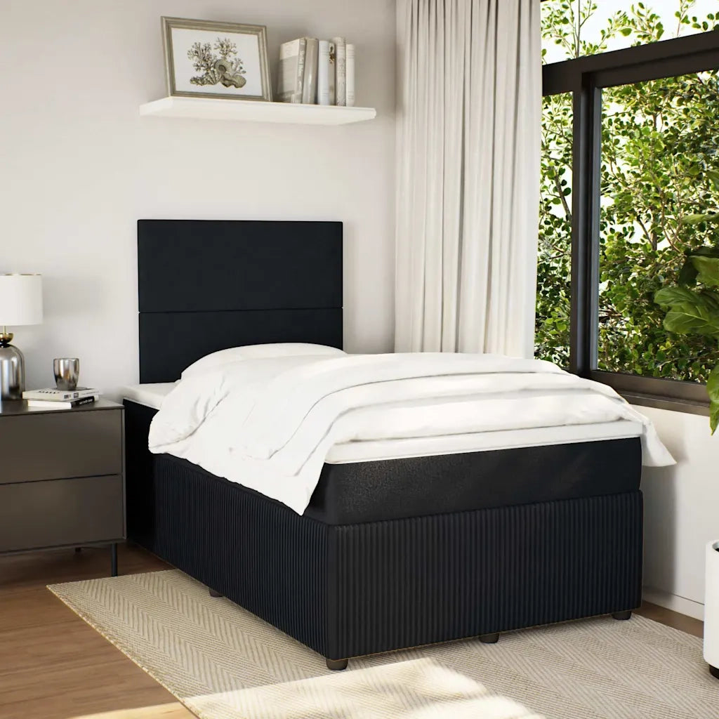 Giroletto a Molle con Materasso Nero 120x200 cm in Velluto 3294606