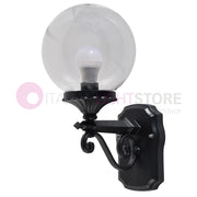 PANAMA Lampada a Parete Applique da Esterno ANTRACITE con sfera globo policarbonato d.20 TRASPARENTE