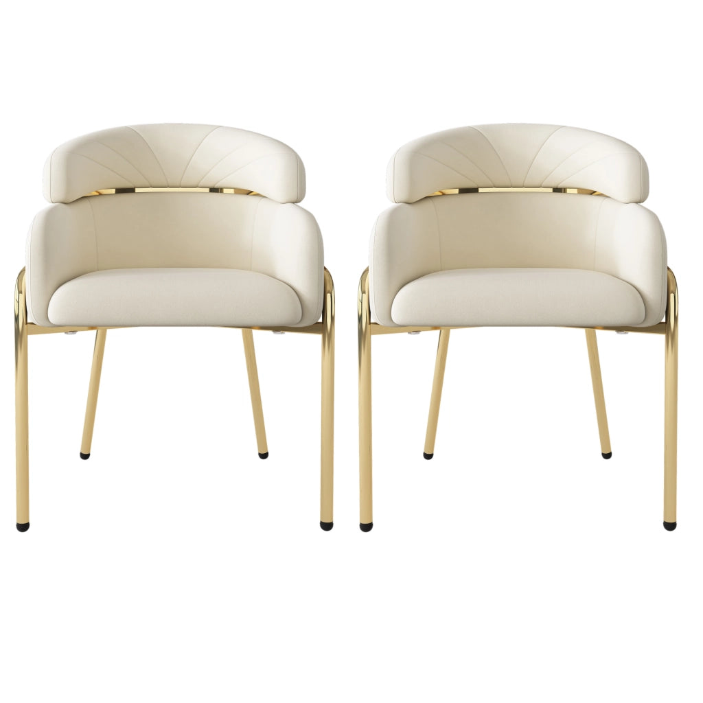 Sedia da pranzo 2 pezzi - Zephmum - Gambe in metallo, velluto, colore beige