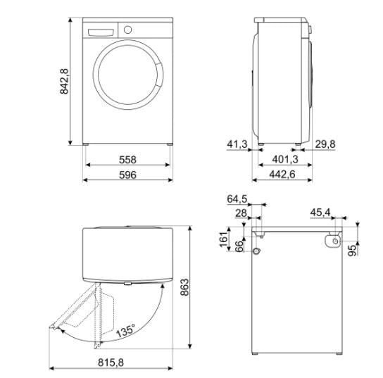 Smeg LBW50CIT Lavatrice Frontale Slim 5 Kg 1000 rpm Classe D 15 Programmi 58 dB (85x60x40 cm) colore Bianco