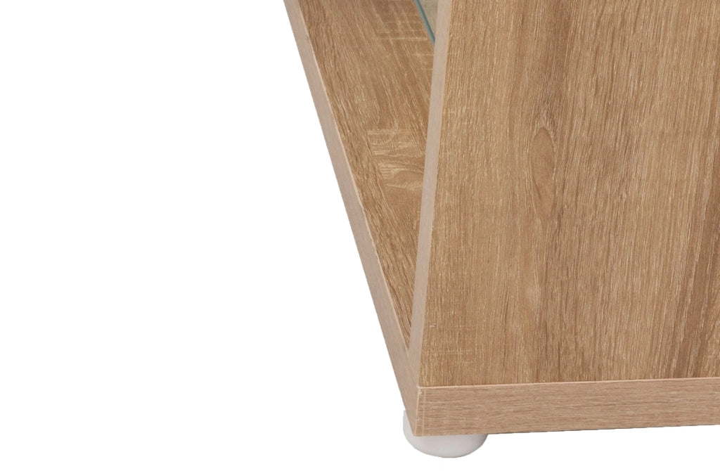 Mobile TV 170 cm con 2 cassetti; 2 ripiani in vetro e LED multicolore; bianco lucido