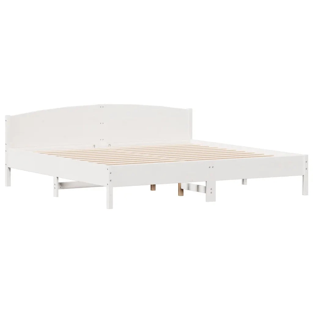 Giroletto con Testiera Bianco 200x200 cm Legno Massello di Pinocod mxl 89963