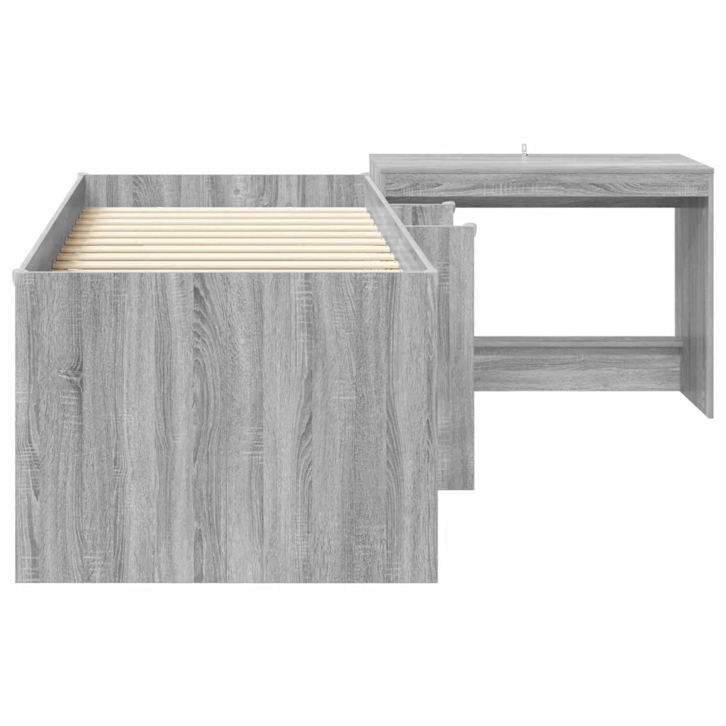 Letto alto per bambini con scrivania 2 pz Sonoma grigio 3423475