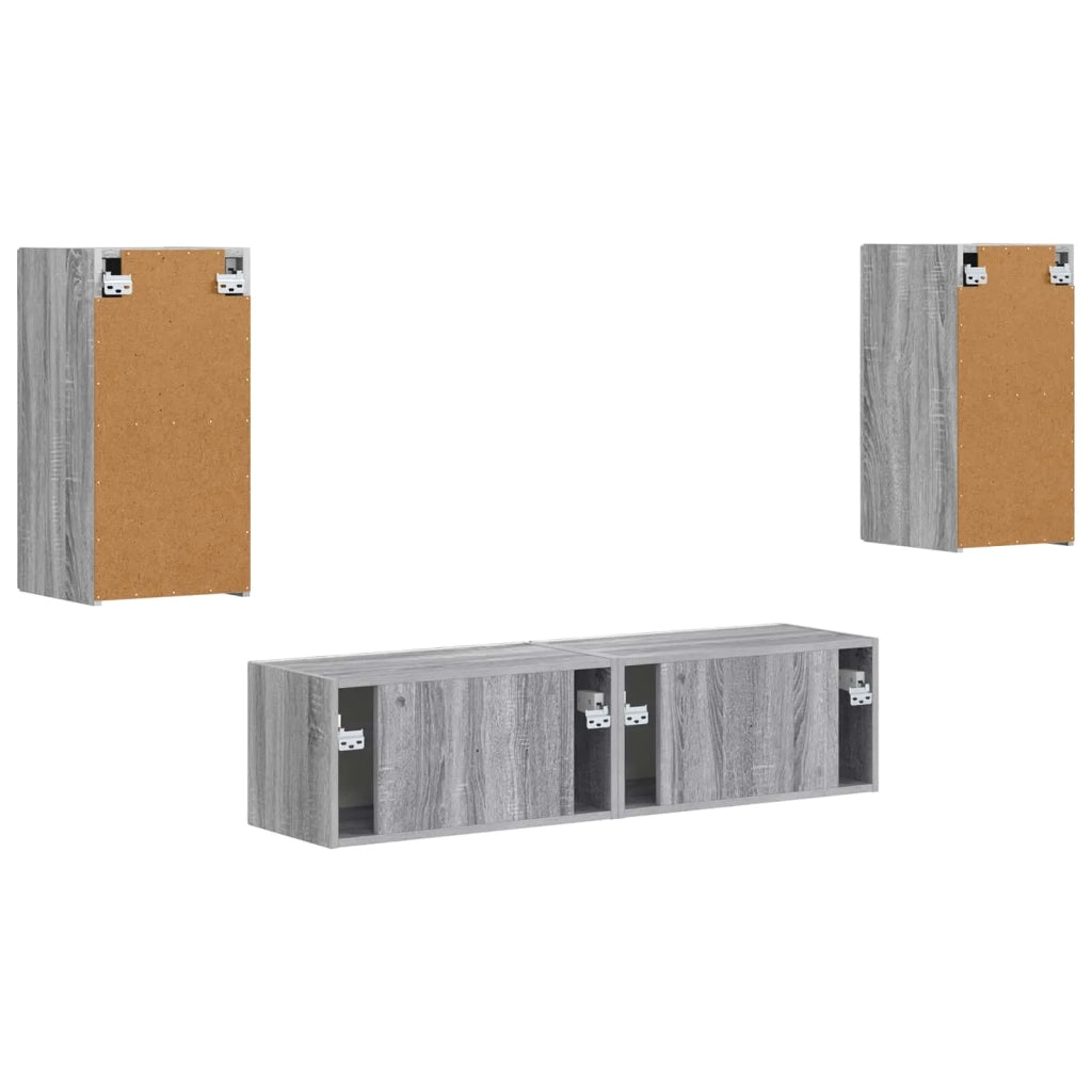 Set mobile TV 4 pz-Credenza per TV Grigio Sonoma Legno multistrato 478436
