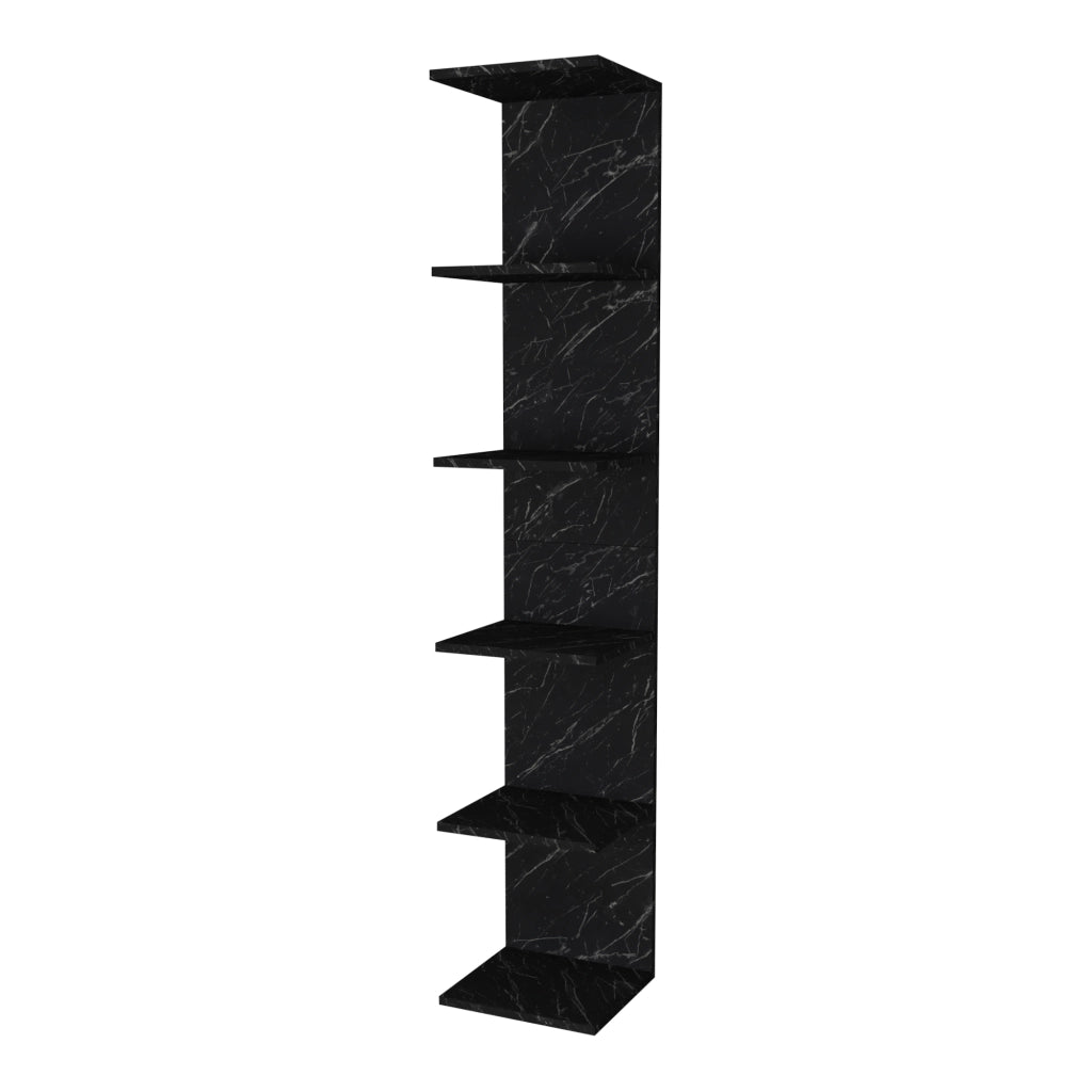 Mensola da Parete Surahammar Libreria Scaffale a Muro con 6 Ripiani - Effetto Marmo Nero [en.casa]