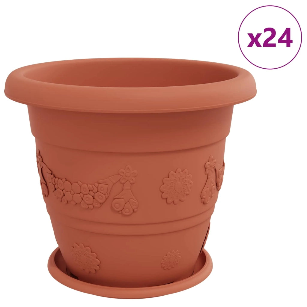 Fioriere | Cassetta per fiori | Vasi per Piante 24 pz Rosso Mattone ? 39 x 32 cm Plastica
