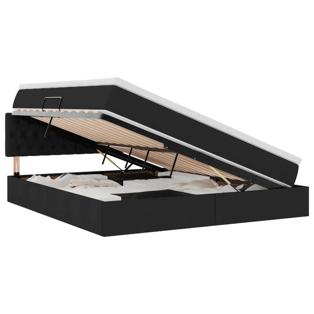 Letto con contenitore e materasso Nero 180 x 200 cm