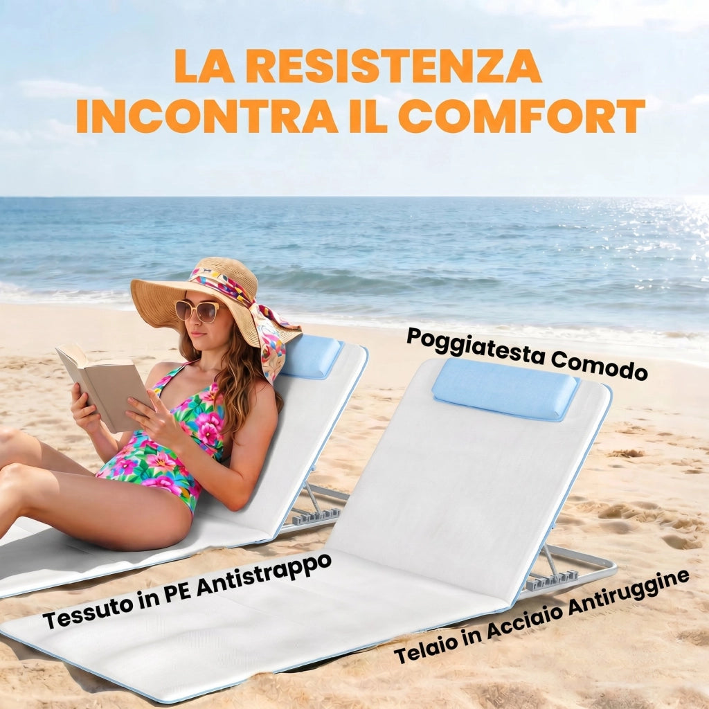 Lettino Prendisole Pieghevole ¨C zephmum ¨C Beige, 48x134x36-45 cm