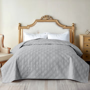 Copriletto Trapuntato Matrimoniale Elegante Trapuntino Microfibra Effetto Raso Due Piazze Coperta Letto Leggera Primavera Estate Trapunta Coperta Leggera  Grigio